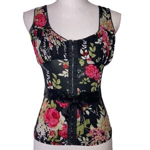 Corset Top Sleeveless Florall Black PROGRESS